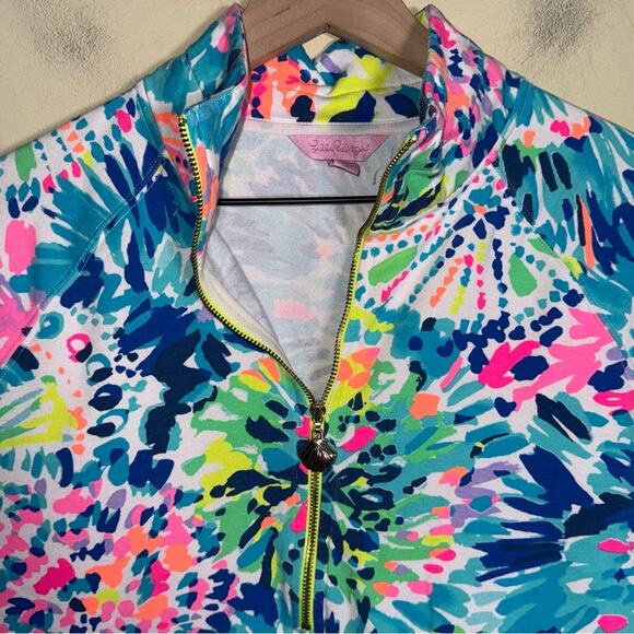 LILLY PULITZER Multicolor Floral resortwear vacation quarter zip pullover S - Picture 4 of 6